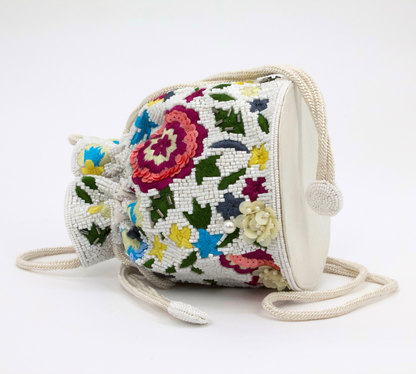 white with flowers bucket bag