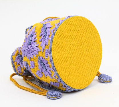 Yellow & purple bucket bag