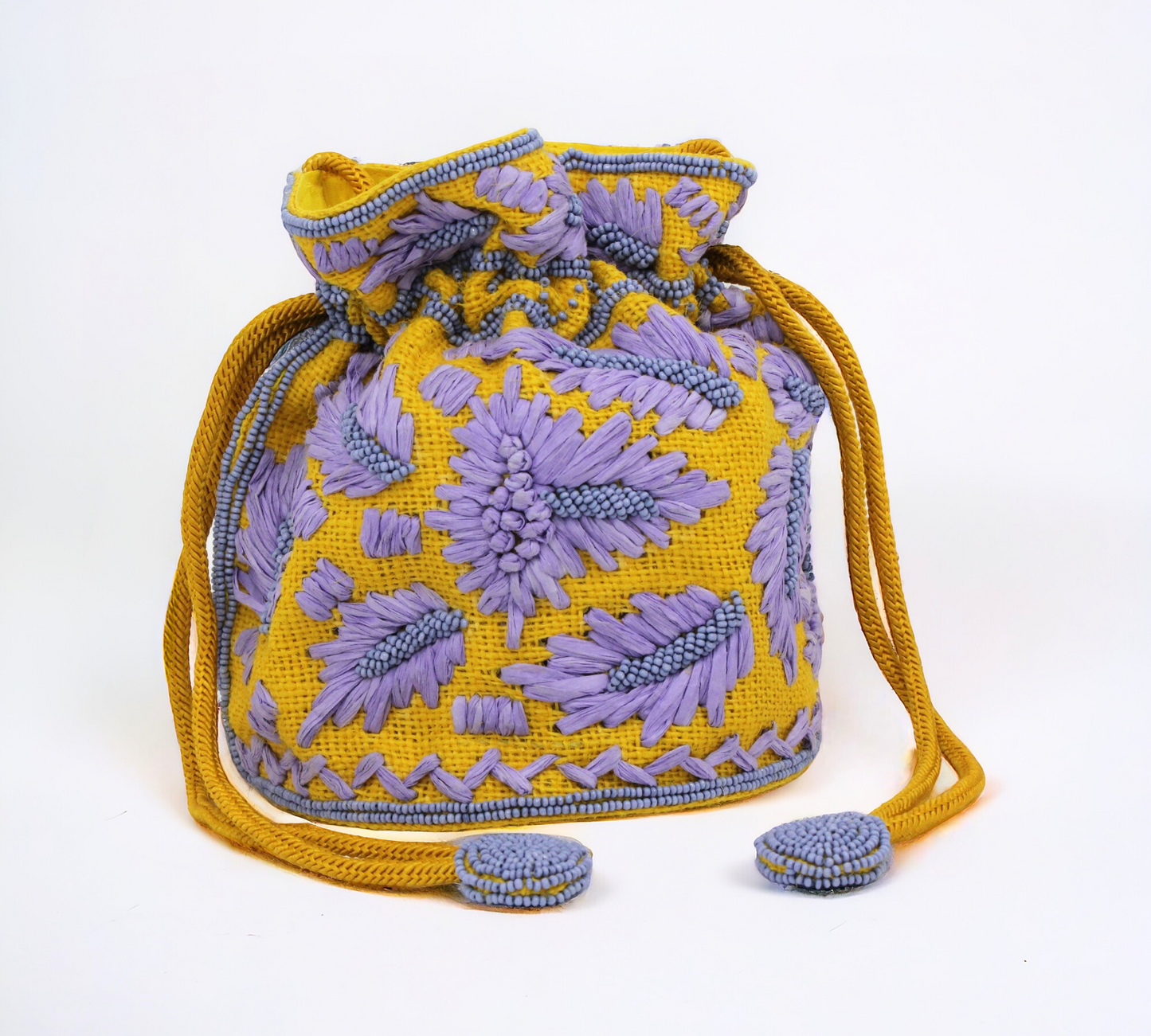 Yellow & purple bucket bag