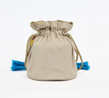 Beige & Blue Bucket bag