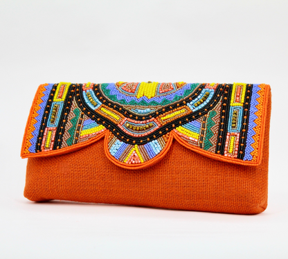 Orange clutch bag