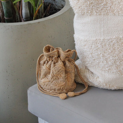 Beige bucket bag