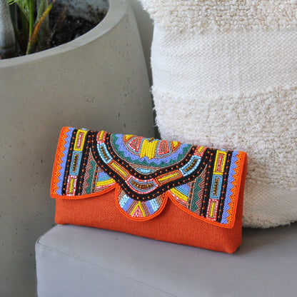 Orange clutch bag