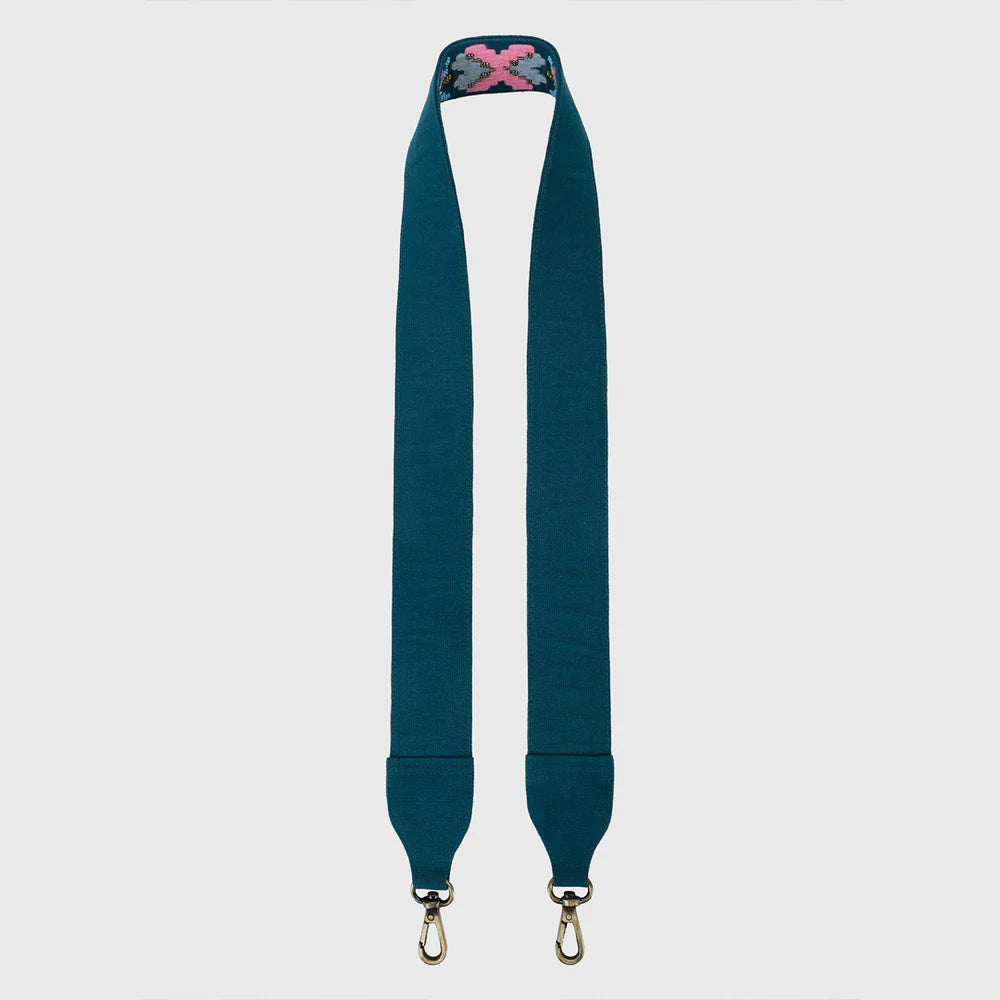 Black bag Geopop Teal Embroidedred Strap