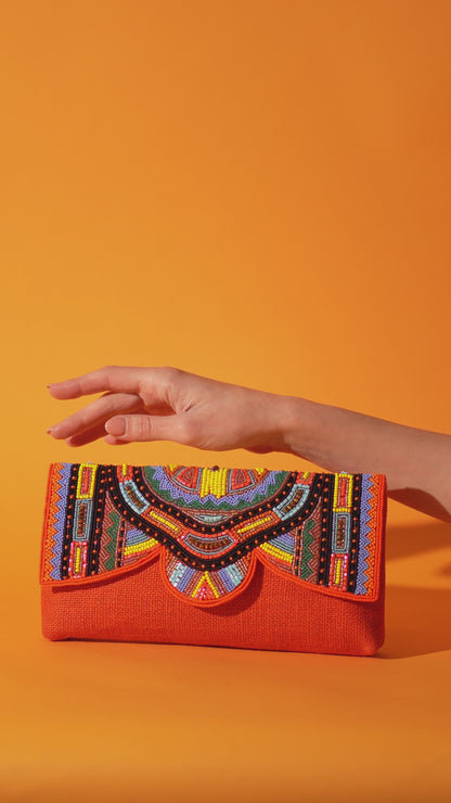 Orange clutch bag