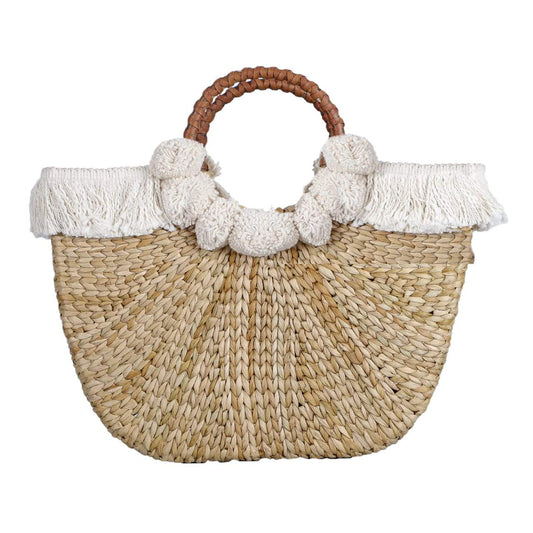 Boho Shopping Bag with Pompom